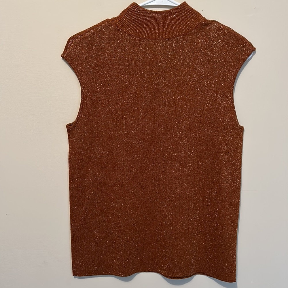 Coldwater Creek Sleeveless Mock Turtleneck Women’s Medium Silk Nylon Metallic - Picture 2 of 6